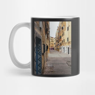 Old Woman Walking Through Poor Neighbourhood Mug